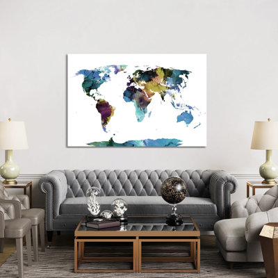 Carte du monde multicolore - impression sur toile tendue