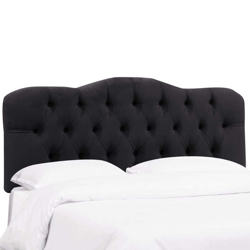 Tête de lit tapissier Rodan, Simple, Velours performance noir classique