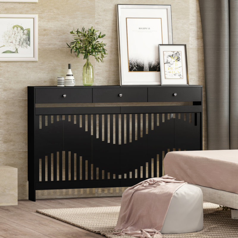 Radiator Cover, 96cm H x 152cm W x 19cm D, Black