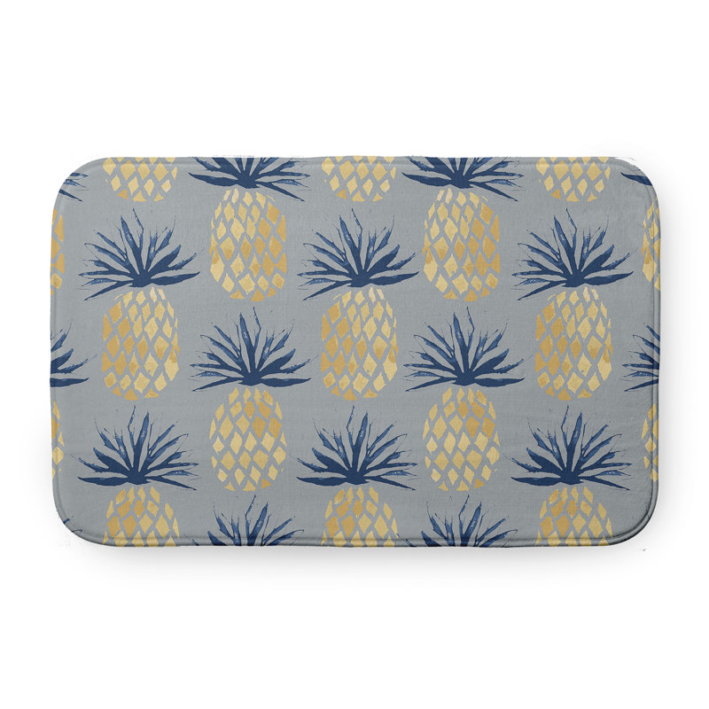 Tapis de bain Pineapple, L 21 po x L 34 po, gris