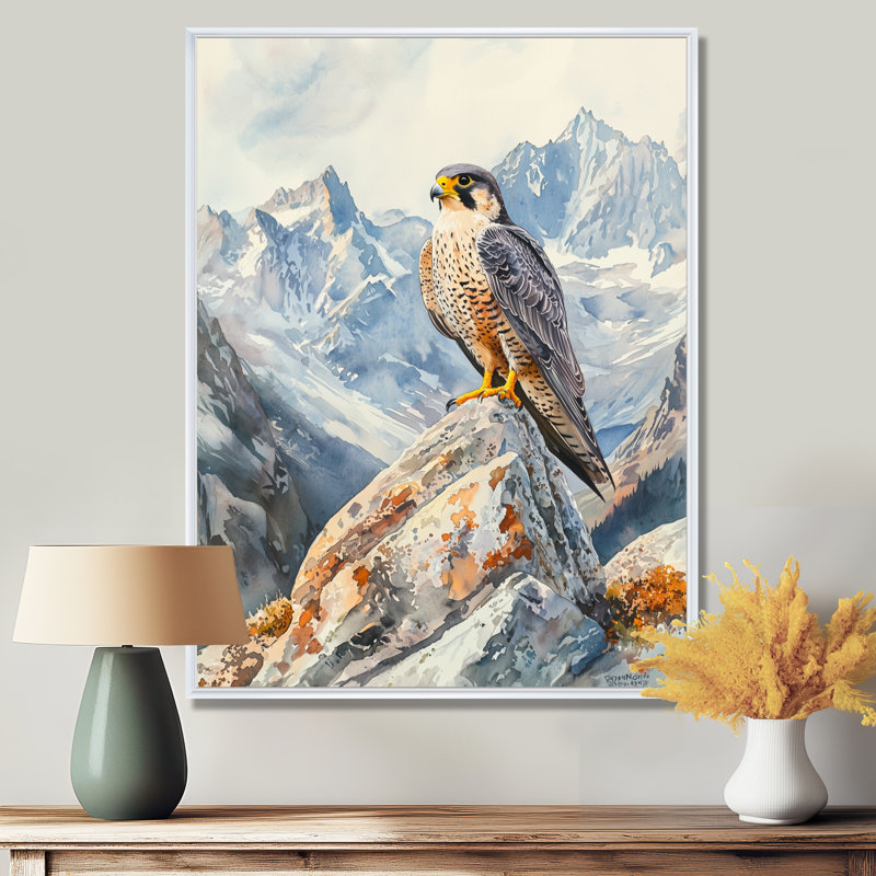 Tuckerton Peregrine Falcon In The Mountains I - Hawk, art mural de salon, H 20 po x l 12 po, Impression encadrée flottante