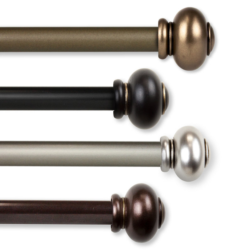 Tringle à rideaux simple ajustable 0,62 po Fiske, l 84 po à 120 po, Laiton antique