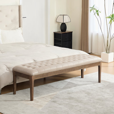 Banc de lit rembourré avec appui-tête et capitonnage à boutons
