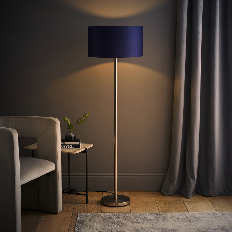 Pearletta Traditional Floor Lamp, Yes, Chrome, Blue