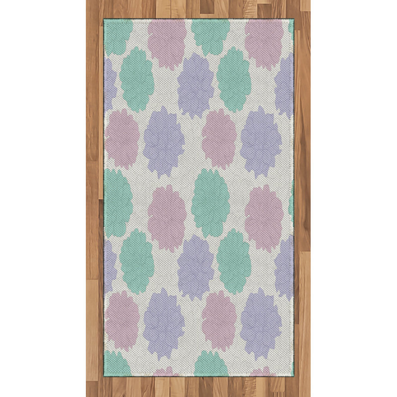 Tapis décoratif floral à haute densité en fibres de polyester, Rectangle 2 pi 7 po x 5 pi