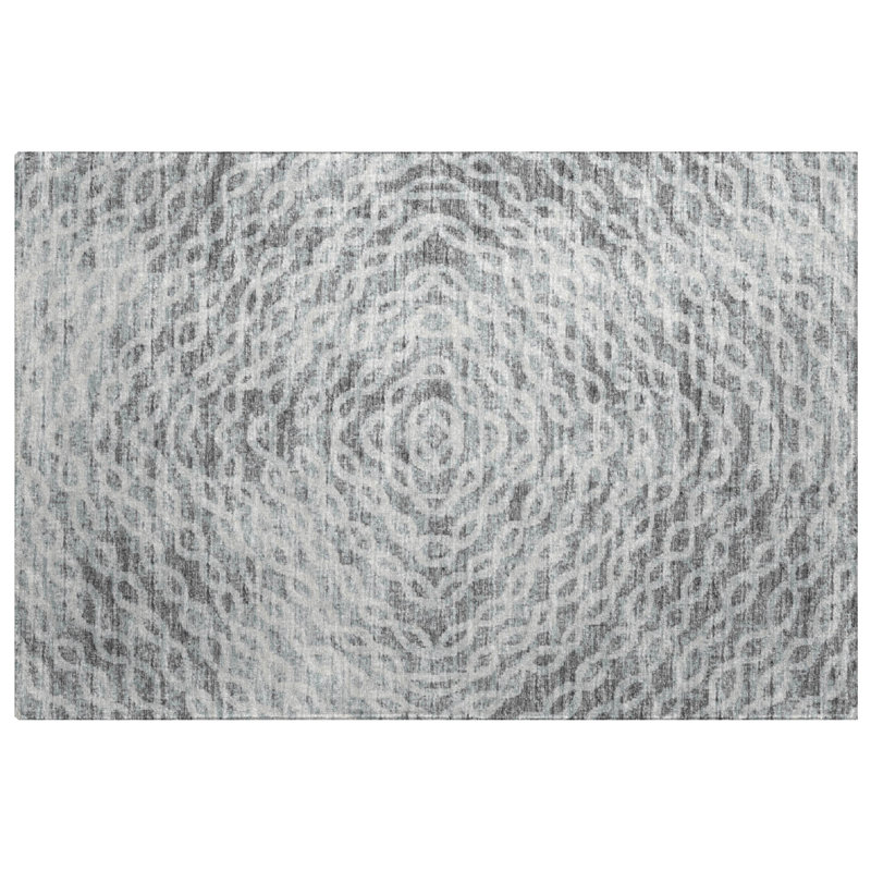Premium Machine Washable Dream Shag ADS74 Chain Links Rug, 2'6" x 3'10", Ash