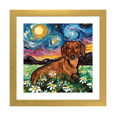 «Daisy Dachshund Night» par Aja Trêves - reproduction d'art