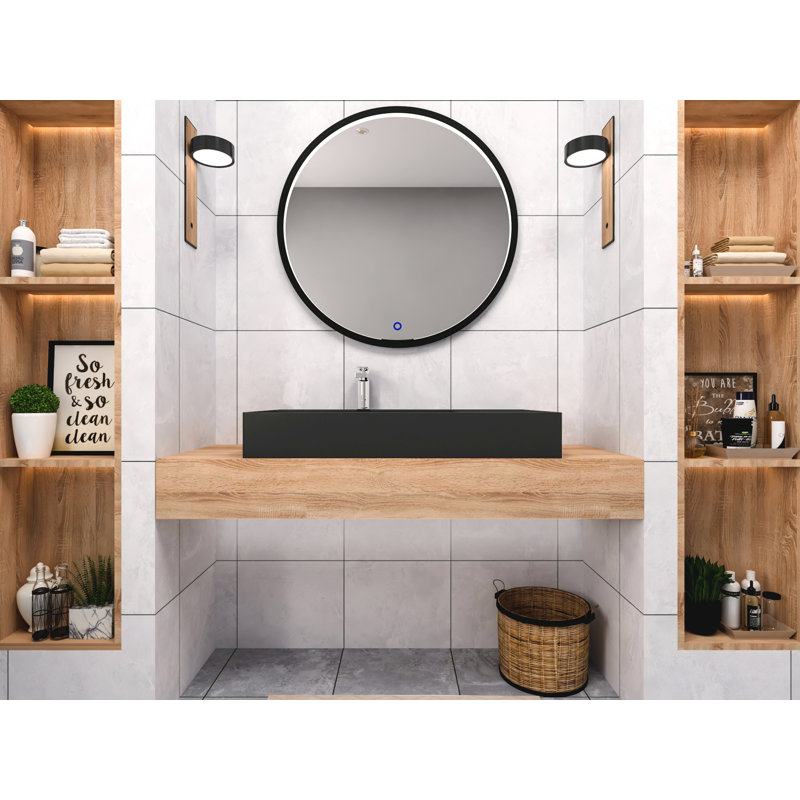 Meuble-lavabo mural simple 35 po Boyter, Noir, Monotrou
