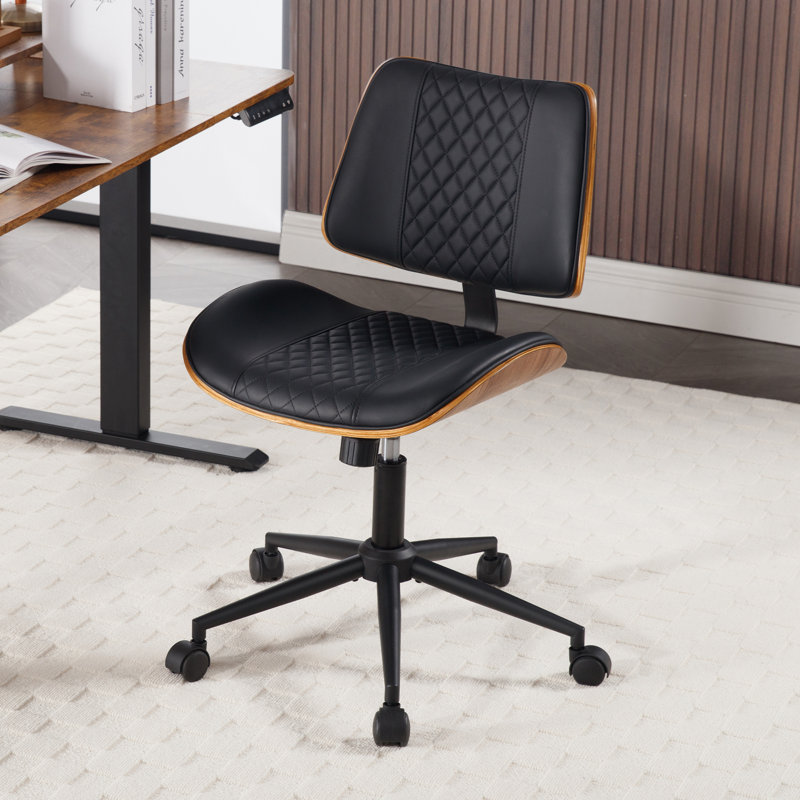 Ergonomic Adjustable Height Task Chair, Black, Diamond quilting