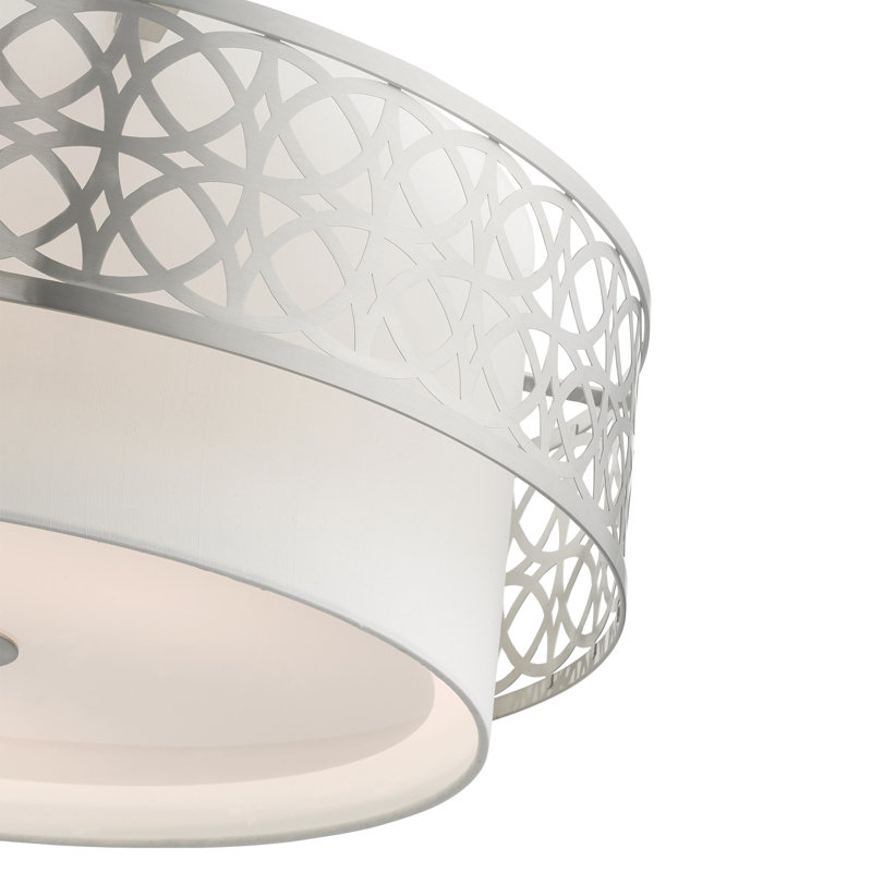 Lustre tambour 4 lumières Eraman, Nickel brossé, H 48 po x l 20,25 po x P 20,25 po