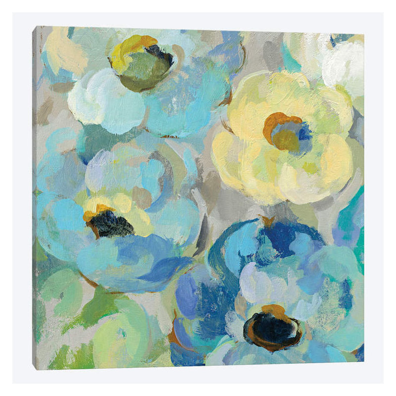 " Fresh Teal Flowers II " by Silvia Vassileva, 12" H x 12" W x 0.75" D