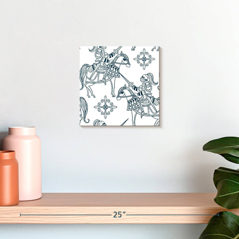 Chevaux Mehar avec chevaliers médiévaux, H 10 po x l 10 po