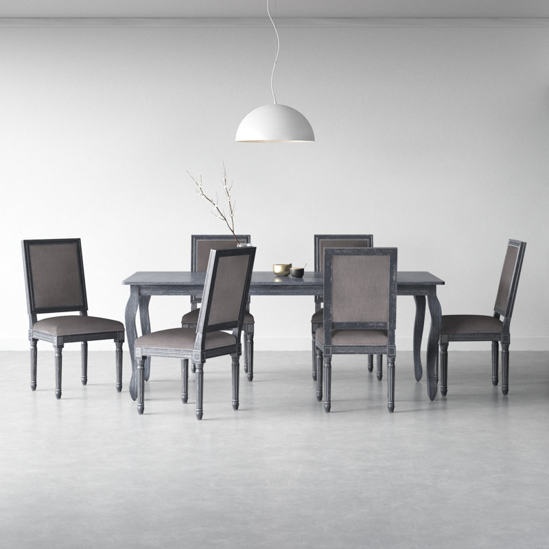 Ensemble de salle à manger extensible 7 pièces Phebe, Gris, Gris clair / gris