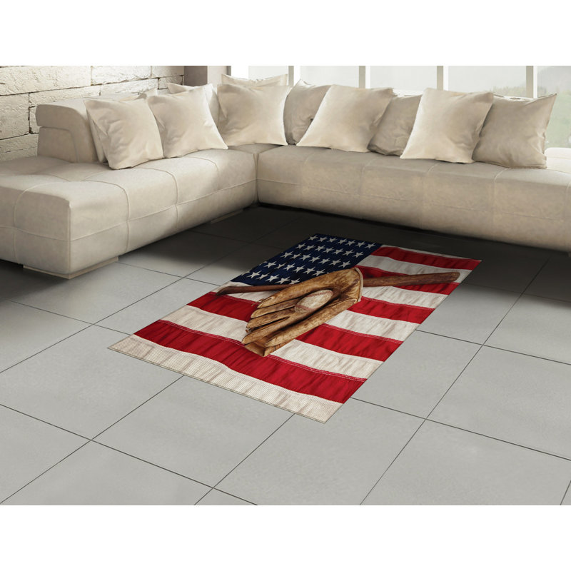 American Flag High Density Long Fiber Poly Threads Decorative Area Rug Carpet, Rectangle 4' x 5'8"