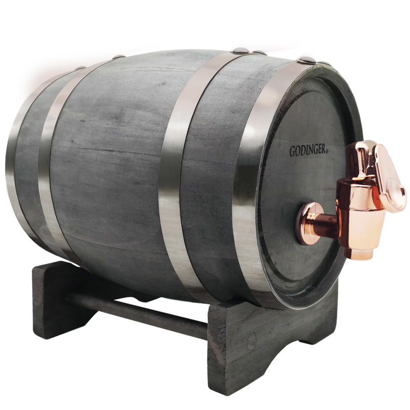 Whiskey Barrel Beverage Dispenser 34 oz, Gray