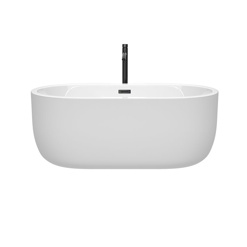 Juliette 60'' x 31.25'' Soaking Acrylic Bathtub with Faucet, White/Matte Black