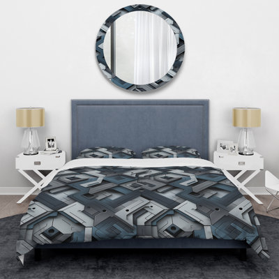Ensemble de housse de couette Grey Concrete Symmetry Geometric