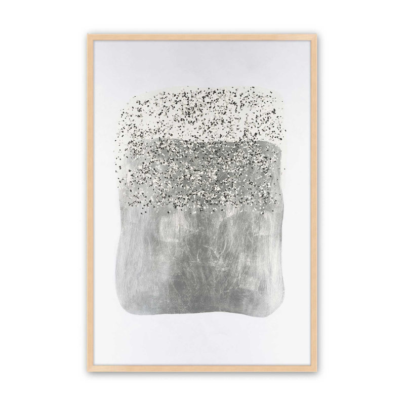 Metallic Rainfall I, Open Corner Framed, Raw Maple, 17" H x 13" W