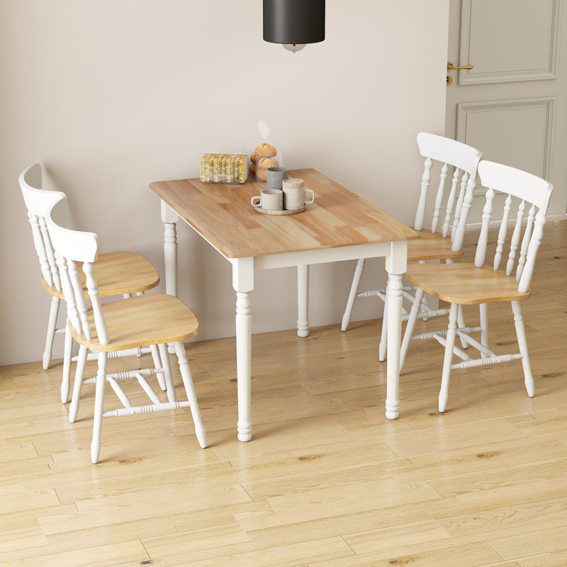 Ensemble de table de salle à manger Mid Century Modern, Brun / Blanc, Blanc/naturel