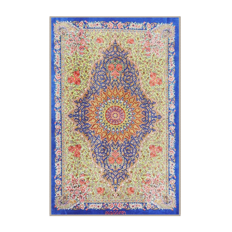Tapis oriental bleu / vert, Rectangle 5 pi x 7 pi