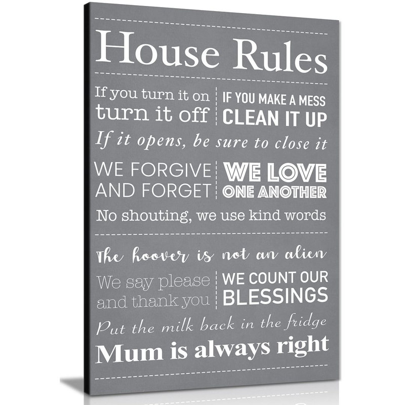 House Rules - Wrapped Canvas Print, 31cm H x 20cm W