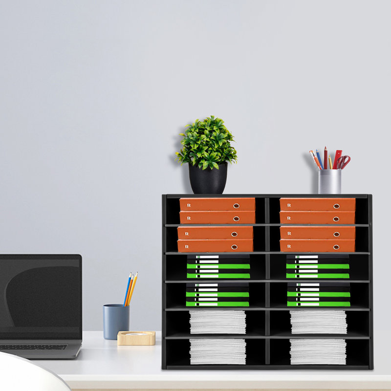Kinlea 12-grid Desktop File Organizer, Black