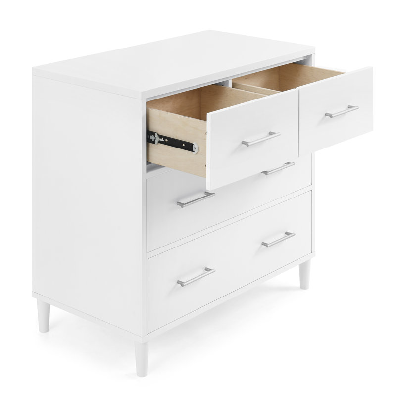 Commode 4 tiroirs Classic avec plateau à langer et tiroirs emboîtables Classic, Bianca White, Blanc Bianca