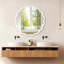 Miroir décoratif rond blanc en bois massif ondulé de 36 pouces, pour chambre à coucher, salle de bain, salon, entrée
