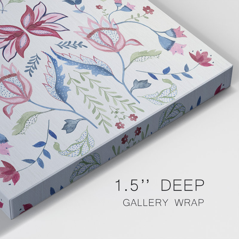 Motif floral jacobien sur toile, H 40 po x l 40 po x P 1,5 po