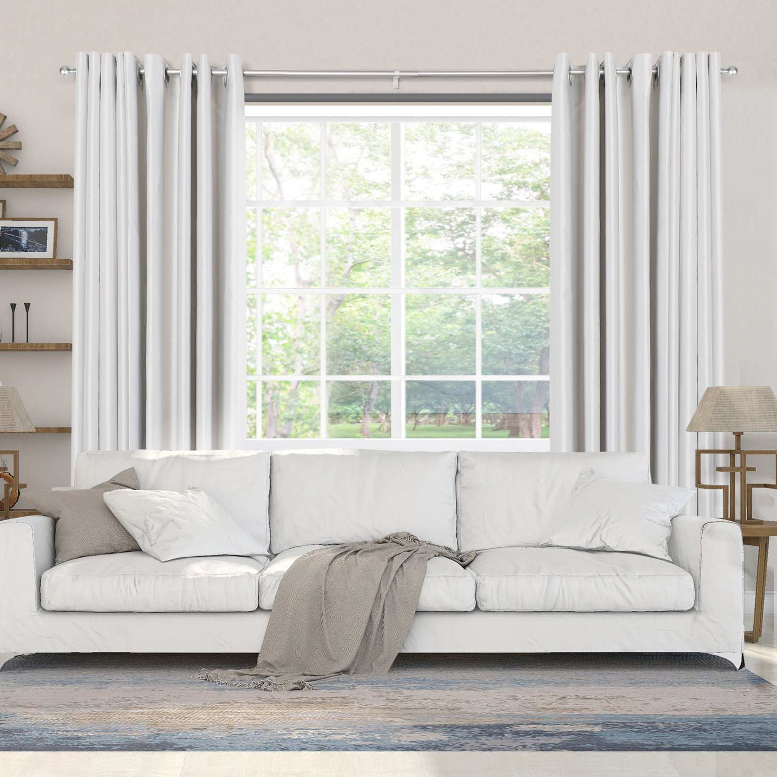 Adjustable Metal Single Curtain Rod, 48" - 86", Nickel