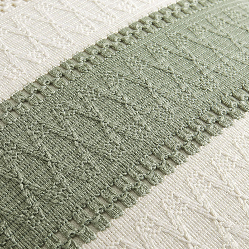 Sage Green and Off-White Cotton Boho Throw Pillow Covers 18x18 Inch