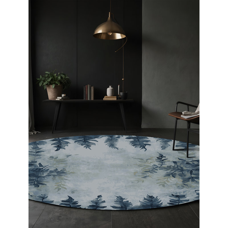 Tapis gris lavable à la machine, Rond 4 pi