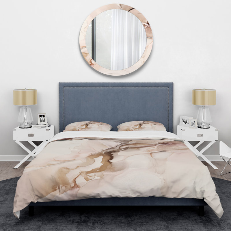 Ensemble de housse de couette en microfibre / polyester brun délicat Marble I