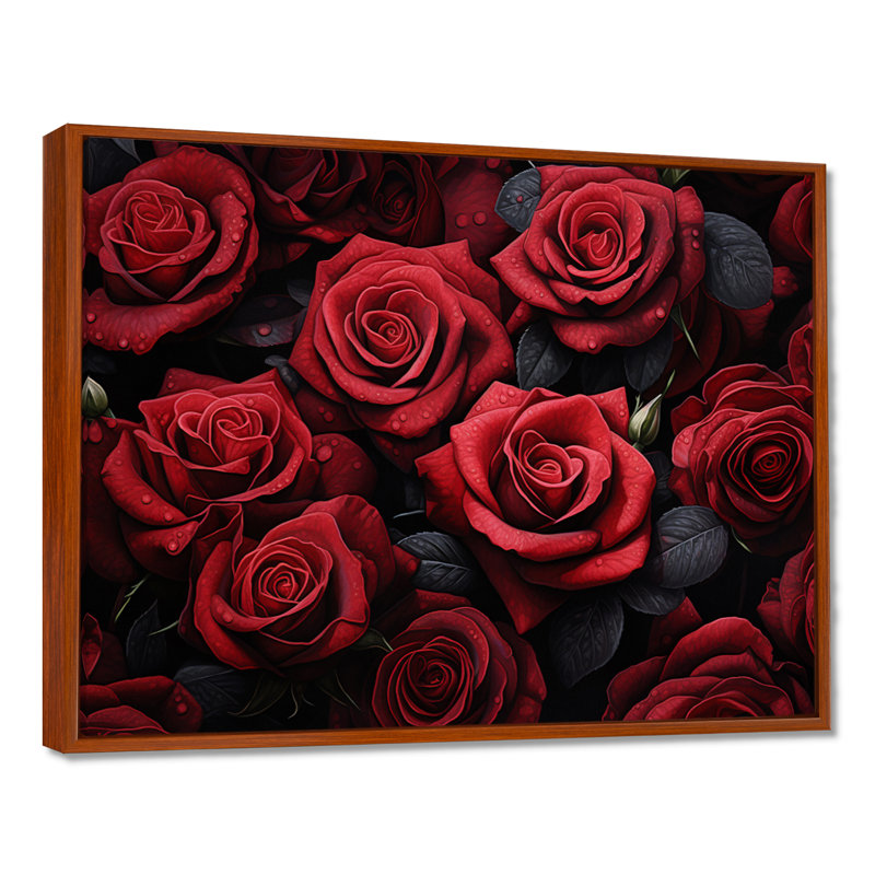 «Red Black Rose Eernal Beauty IV - Roses», reproduction d'art sur toile encadrée, H 12 po x l 20 po x P 1 po