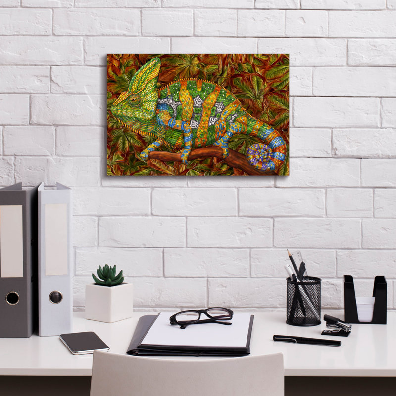  «Chameleon Veiled» par Tim Jeffs, art mural sur toile, 18 po x 12 po, H 12 po x l 18 po