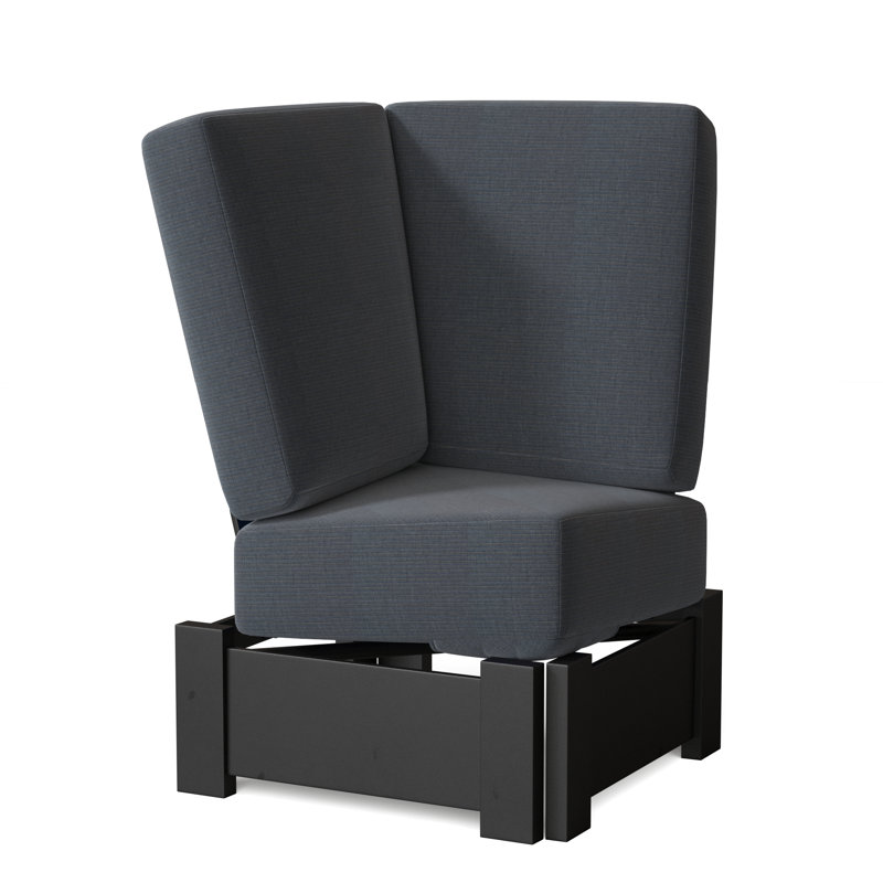 Chaise de patio avec coussins Cherin, Neige texturée, Denim prouvé