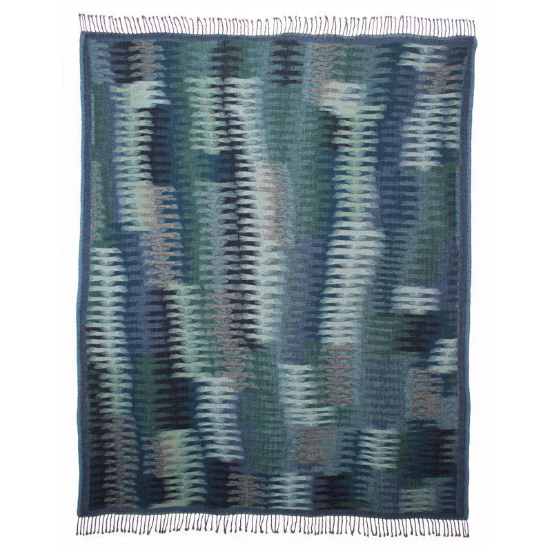Hand Woven Throw Blanket, Blue/Brown