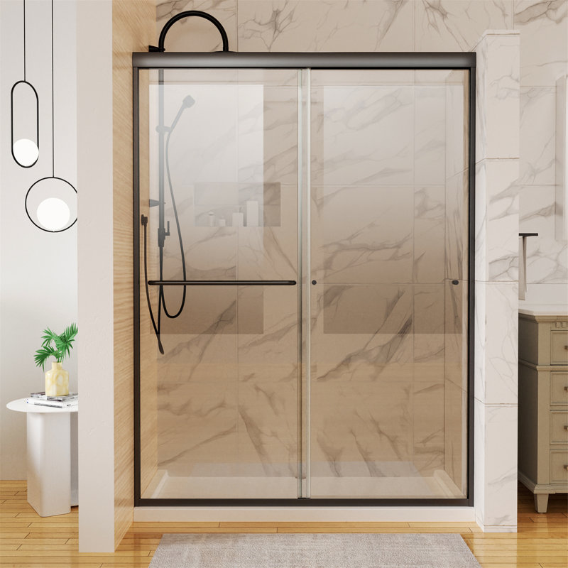 Porte de douche coulissante en verre de style traditionnel