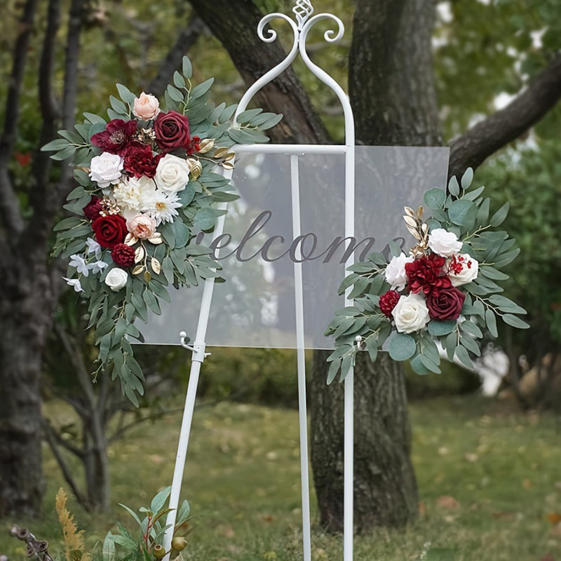 Ensemble de 4 fleurs artificielles pour mariage, Rouge
