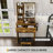 Modern Small Vanity Desk ,Featuring 3 Modes Of LED Lighting With Adjustable Brightness, 3 Drawers And Multiple Open Storage Shelves, A Hair Dryer Holder And Power Socket, And A Dressing Chair