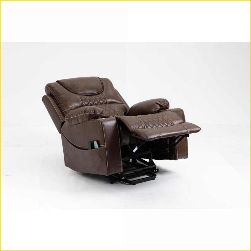 Fauteuils inclinables | Fauteuil relevable avec massage, chauffage et amp; Porte-gobelets | Cuir noyer brun