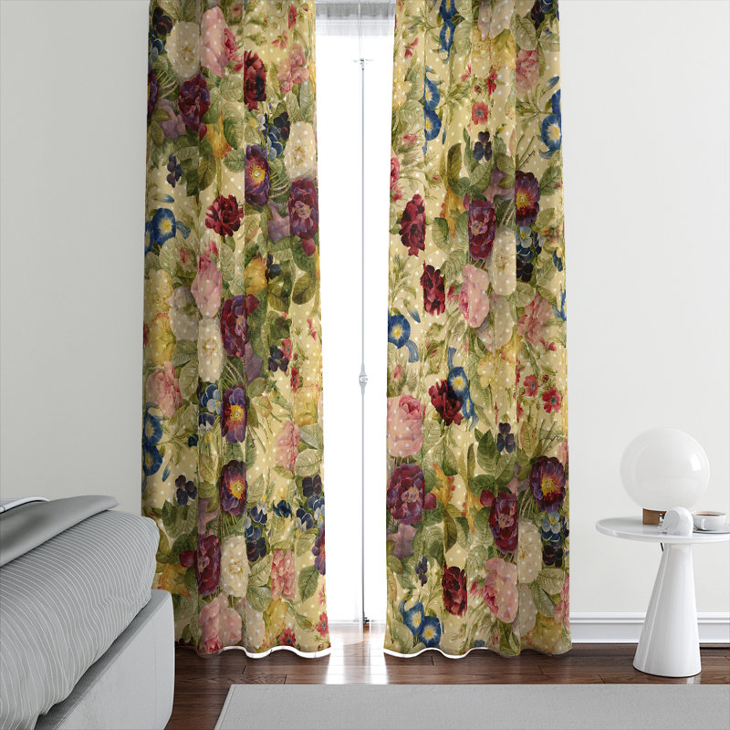 Panneau de rideau floral semi-transparent, L 56 po x L 78 po