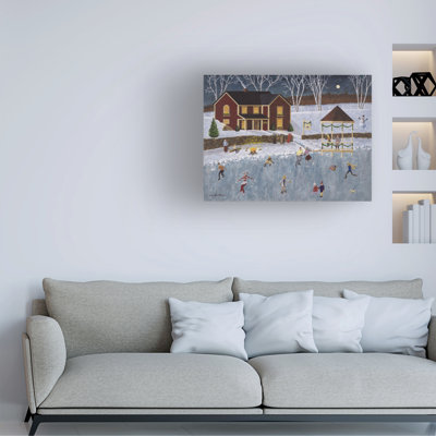 Wrapped Canvas Wall Art - Art Poulin 'Skating at Goose Pond' Wall Art for Living Room, Bedroom, or Office Décor  - 35x47