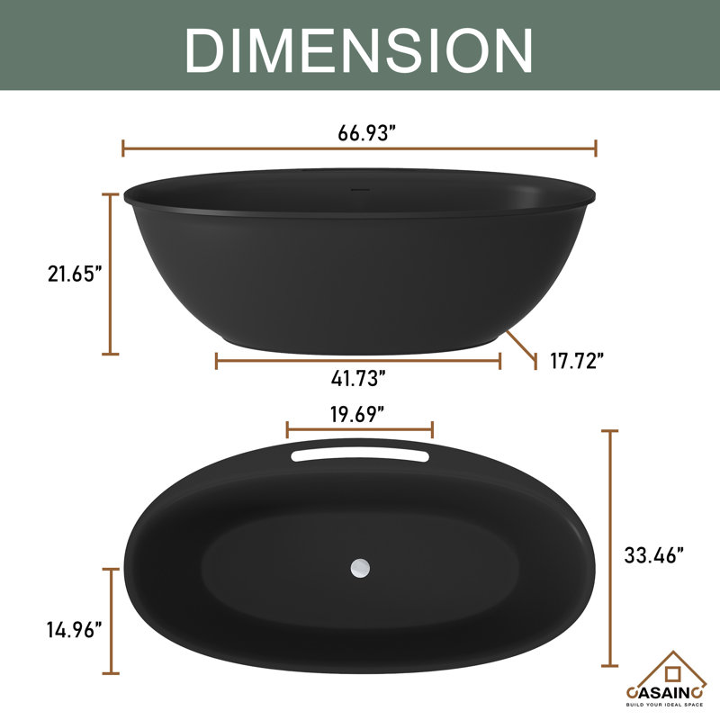 Hudson 67'' Freestanding Soaking Solid Surface Bathtub