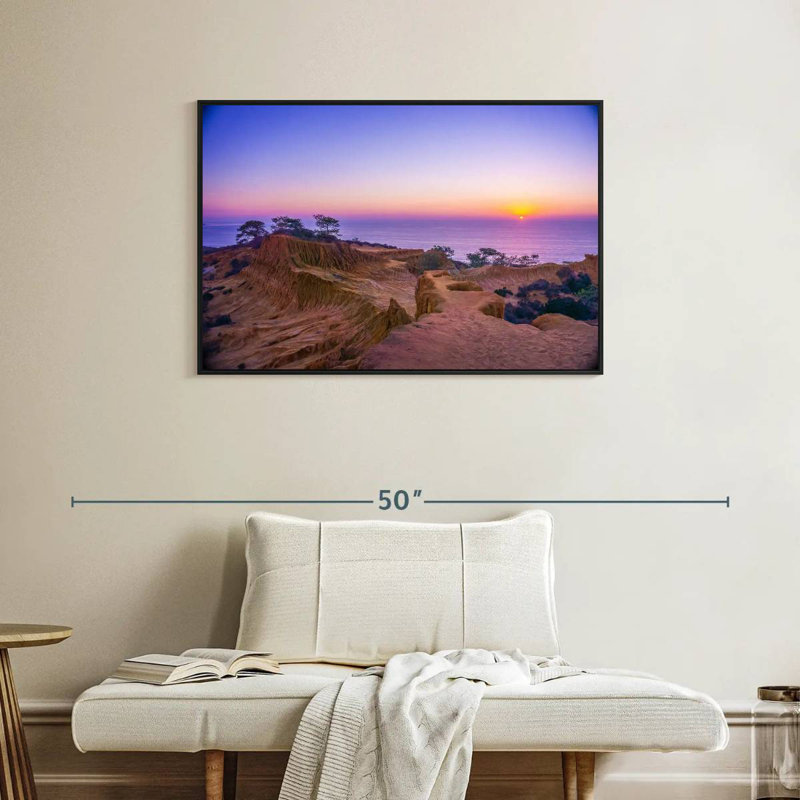 Coucher de soleil Torrey Pines, Cadre flottant noir, 37 po x 25 po