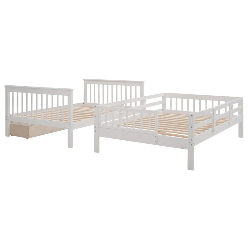 Bunk Bed With Drawer, Storage Stairs, Full Over Full, White