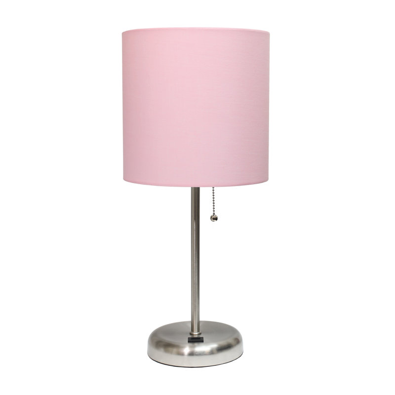 Delp Metal USB Table Lamp, Light Pink, Silver, Yes