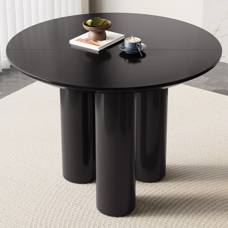 Table de salle à manger ronde noire moderne de 100 cm (39,37 po), idéale pour la cuisine, le bar ou la salle à manger., Noir