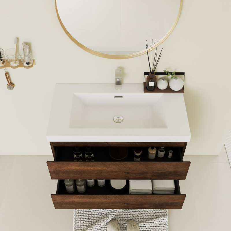 Armoire de salle de bain murale intégrée 36 po, Palissandre