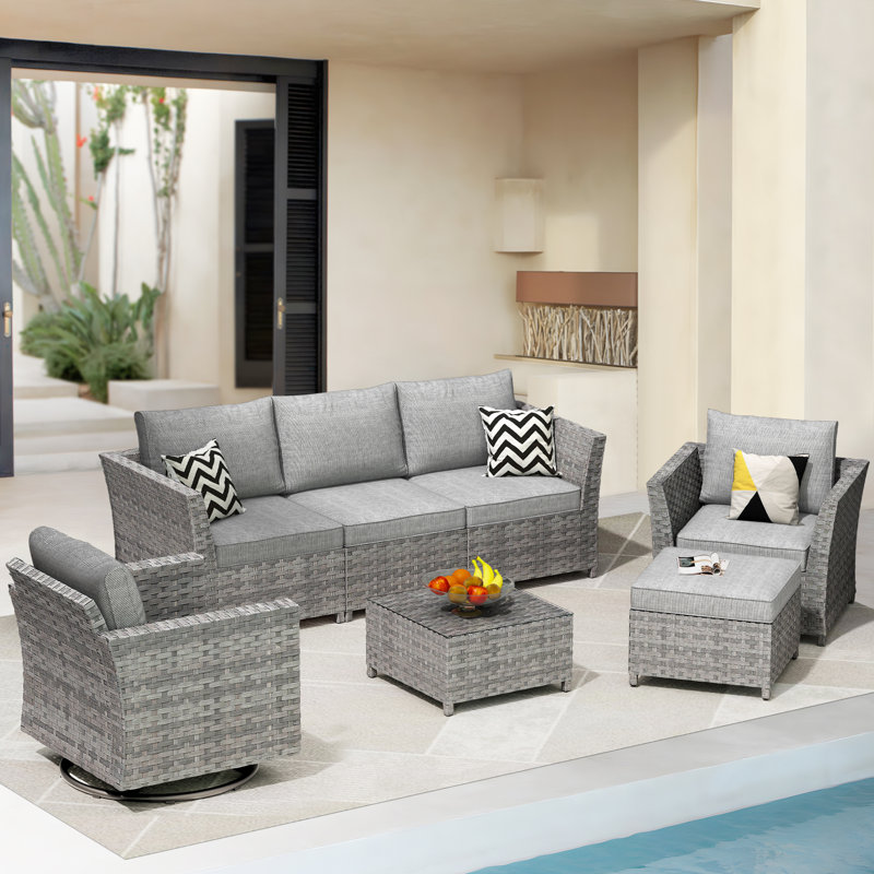 Ignatz 7 - Piece Patio Furniture Set With Cushions, Gray